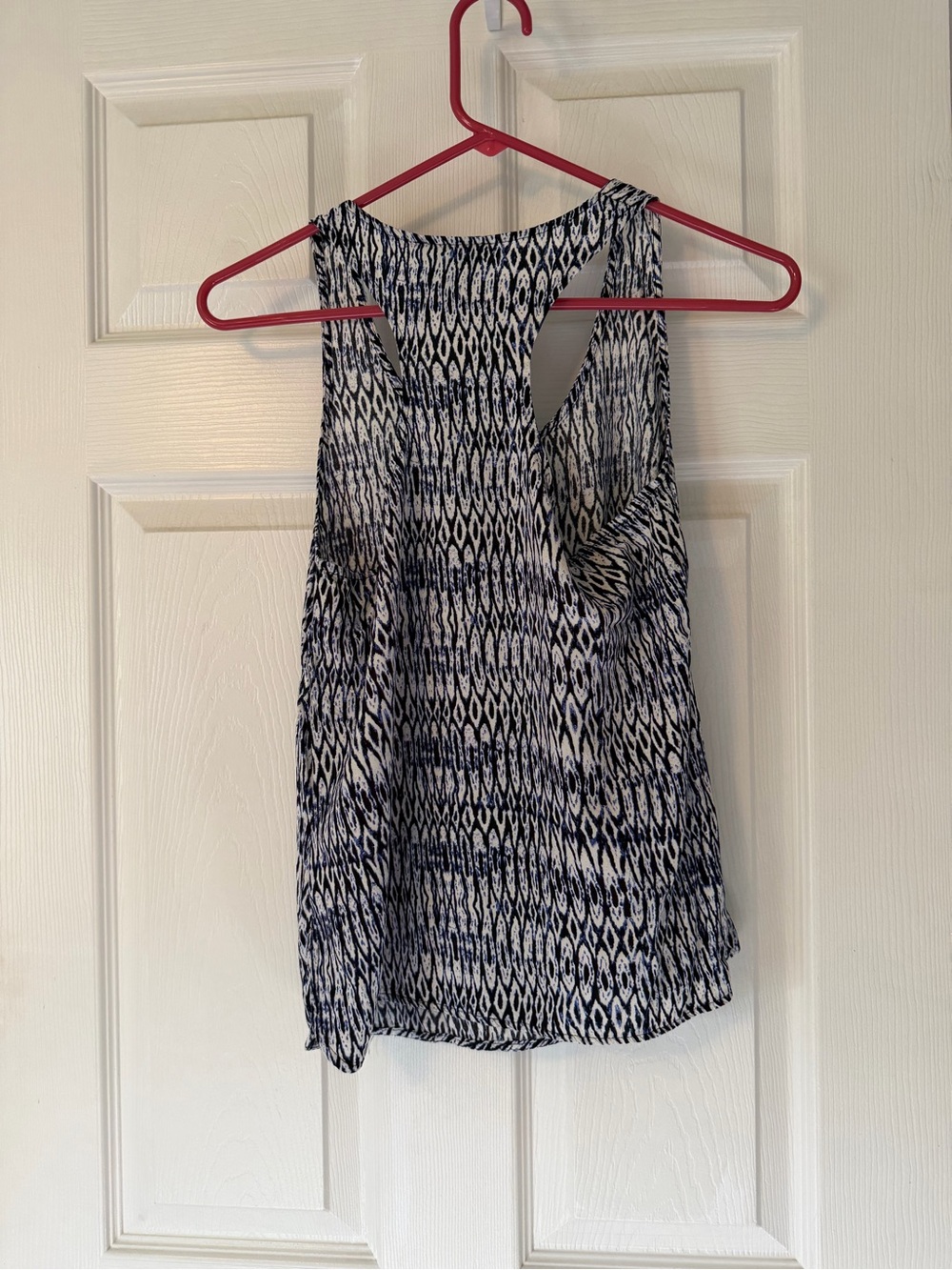 Cynthia Rowley Navy & White Patterned Racerback Tank - Picture 2 of 4